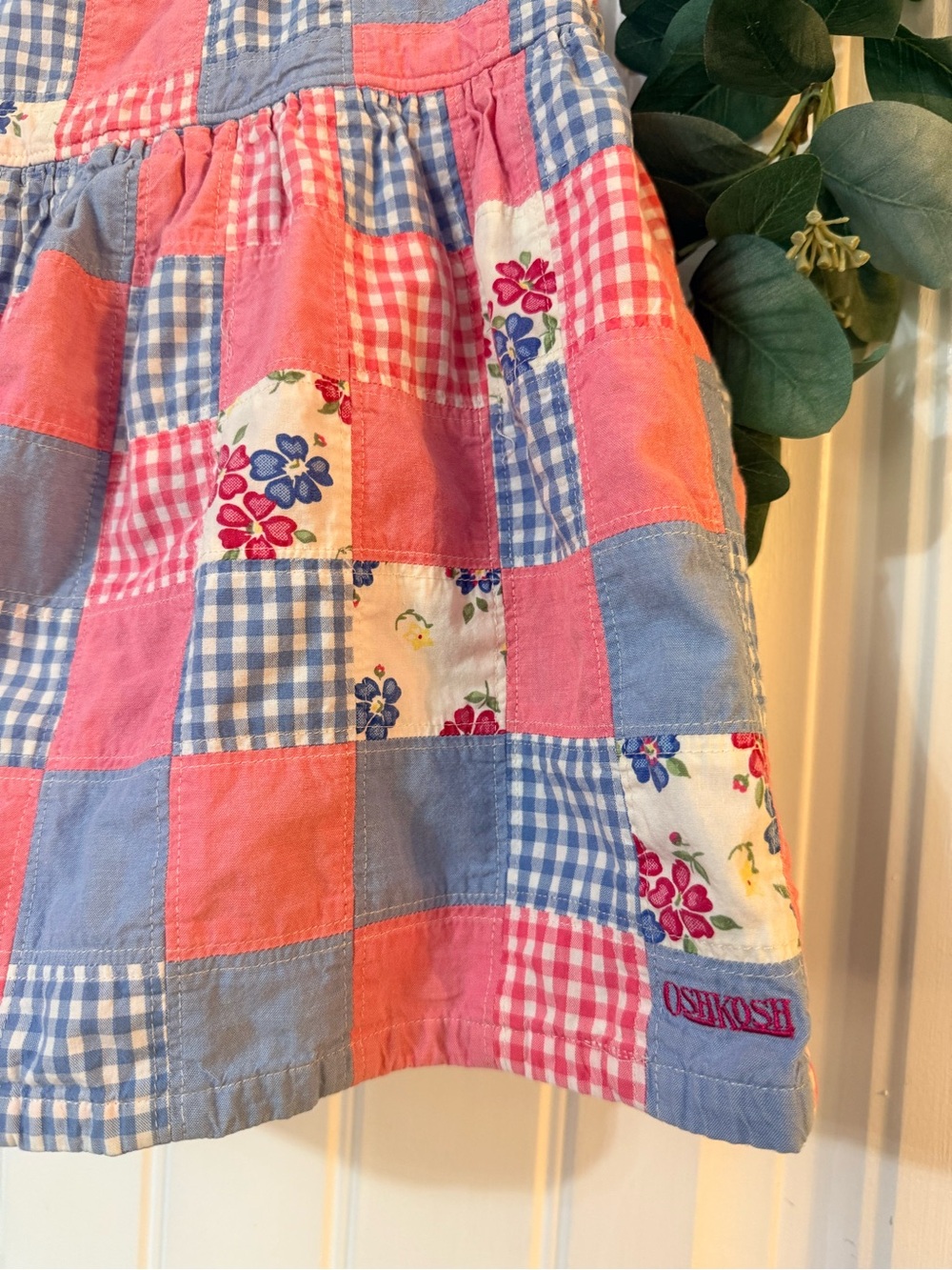 💫4/$25 • OshKosh B'gosh Pink, Blue & Cream Patchwork Sundress - Picture 2 of 4